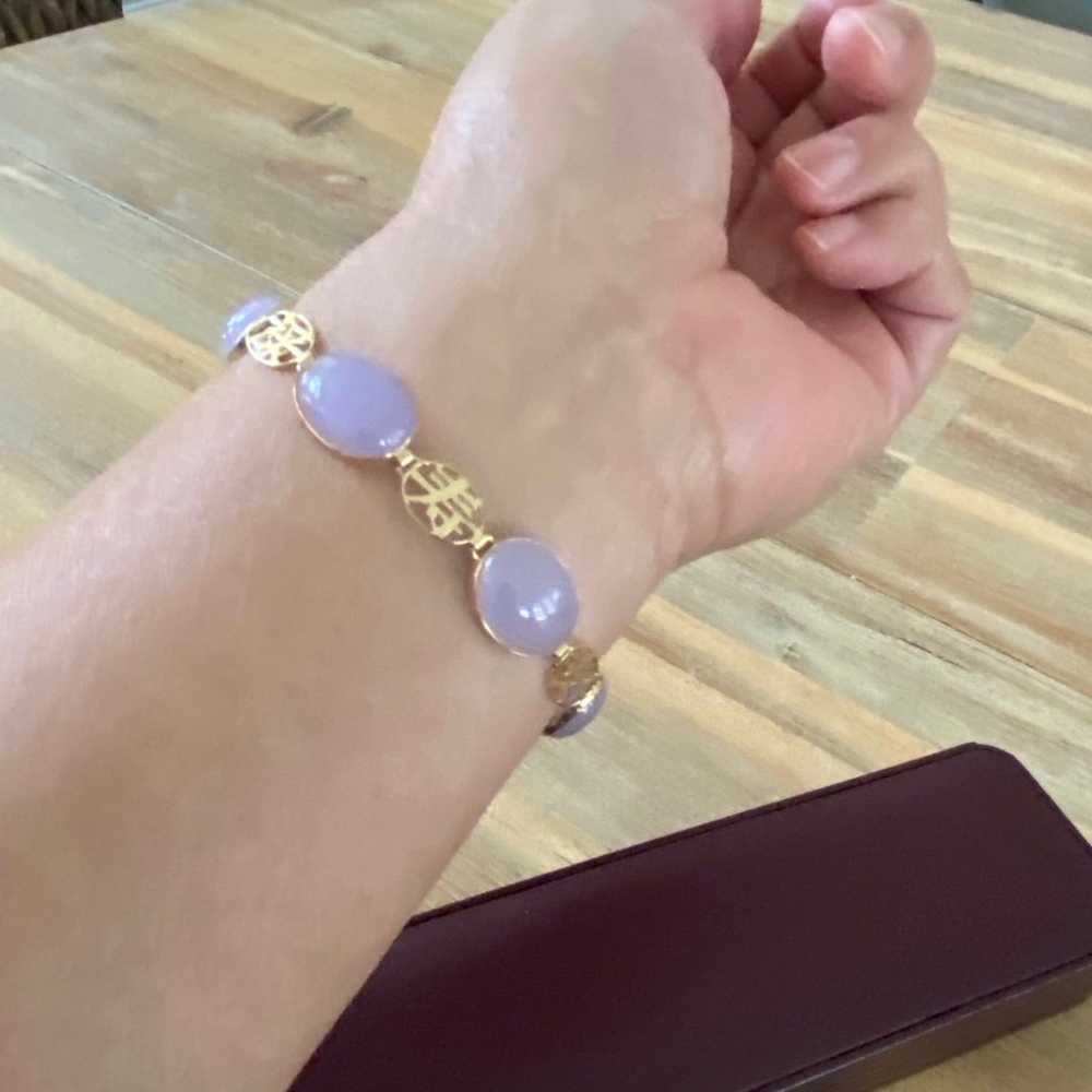 14k Lavender Jade Link Bracelet - image 8