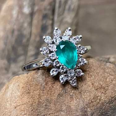 14KT White Gold Emerald and Diamond Ring