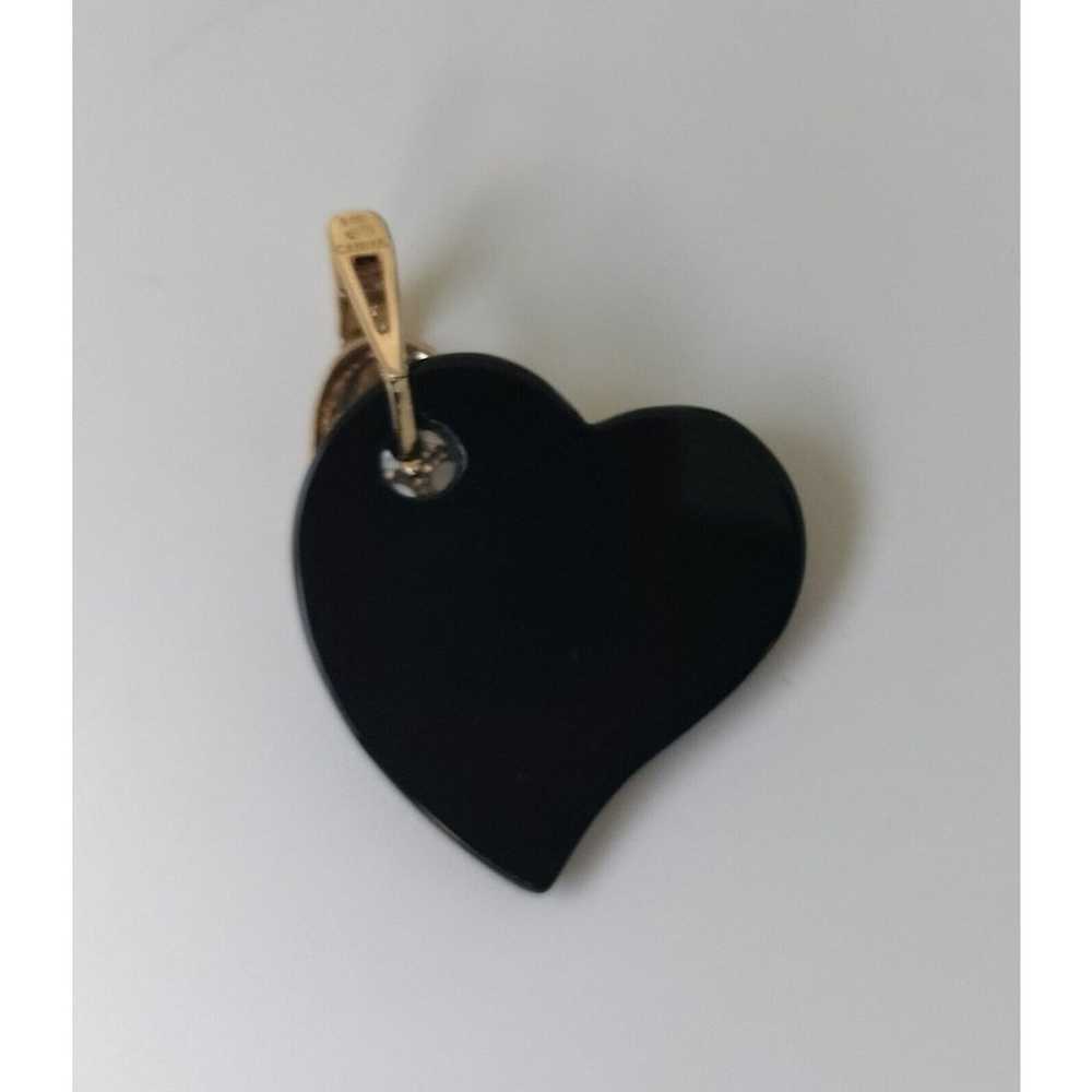 HN 14K Gold Black Jade Pendent Double Heart Sapph… - image 7