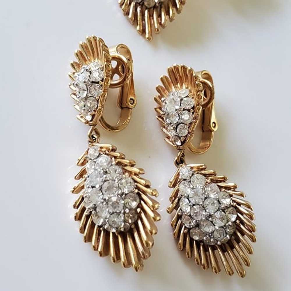 Rare Crown Trifari Maltese Brooch and Earring Set - image 2