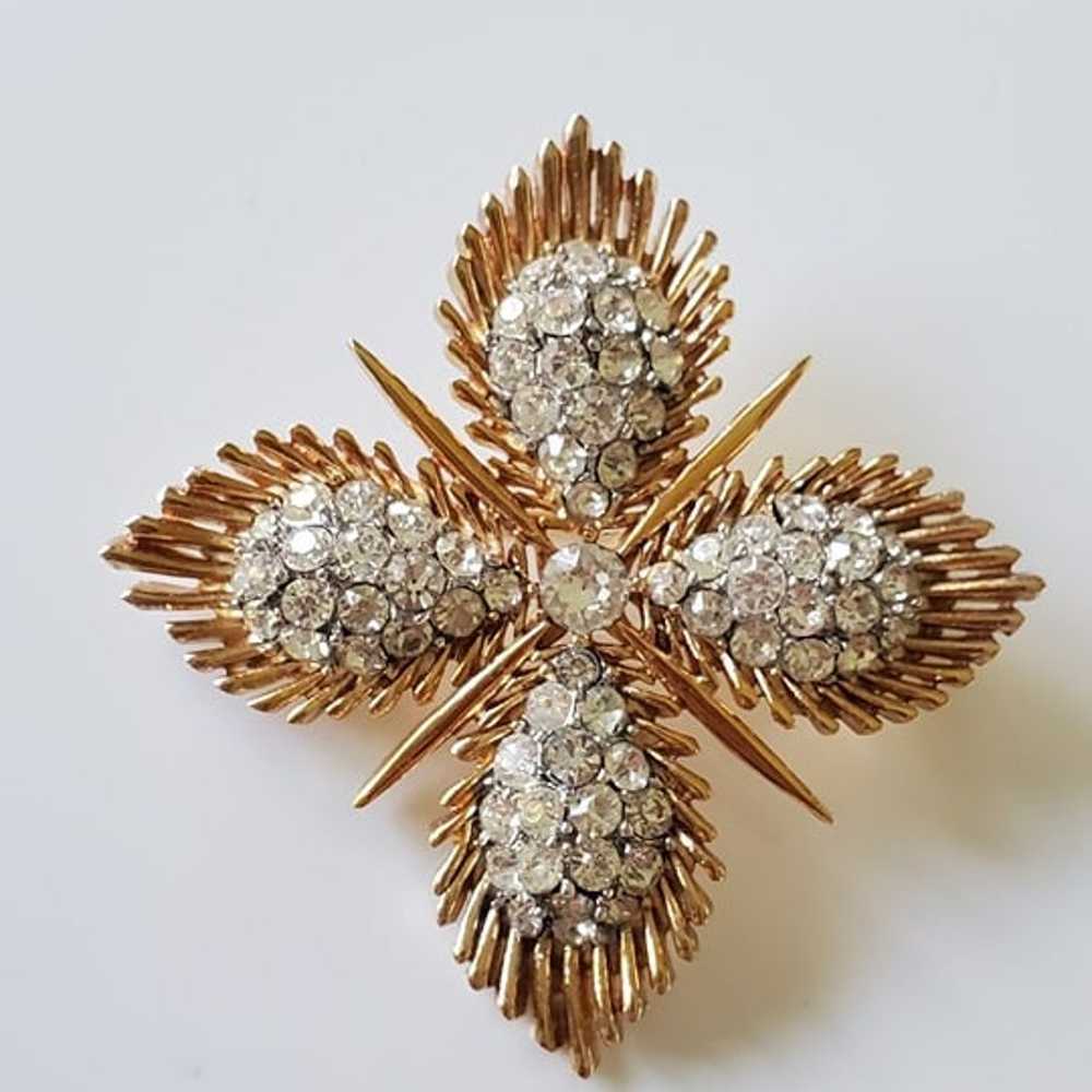 Rare Crown Trifari Maltese Brooch and Earring Set - image 3