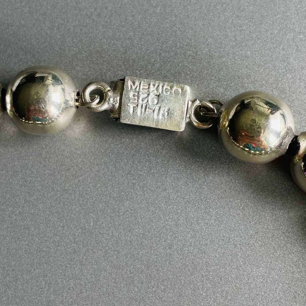 Vintage Taxco Mexico Sterling Silver Ball Beaded … - image 6