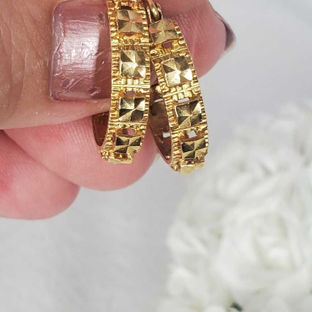 Vintage 14K Beverly Hills Gold Diamond Cut 3/4" D… - image 7