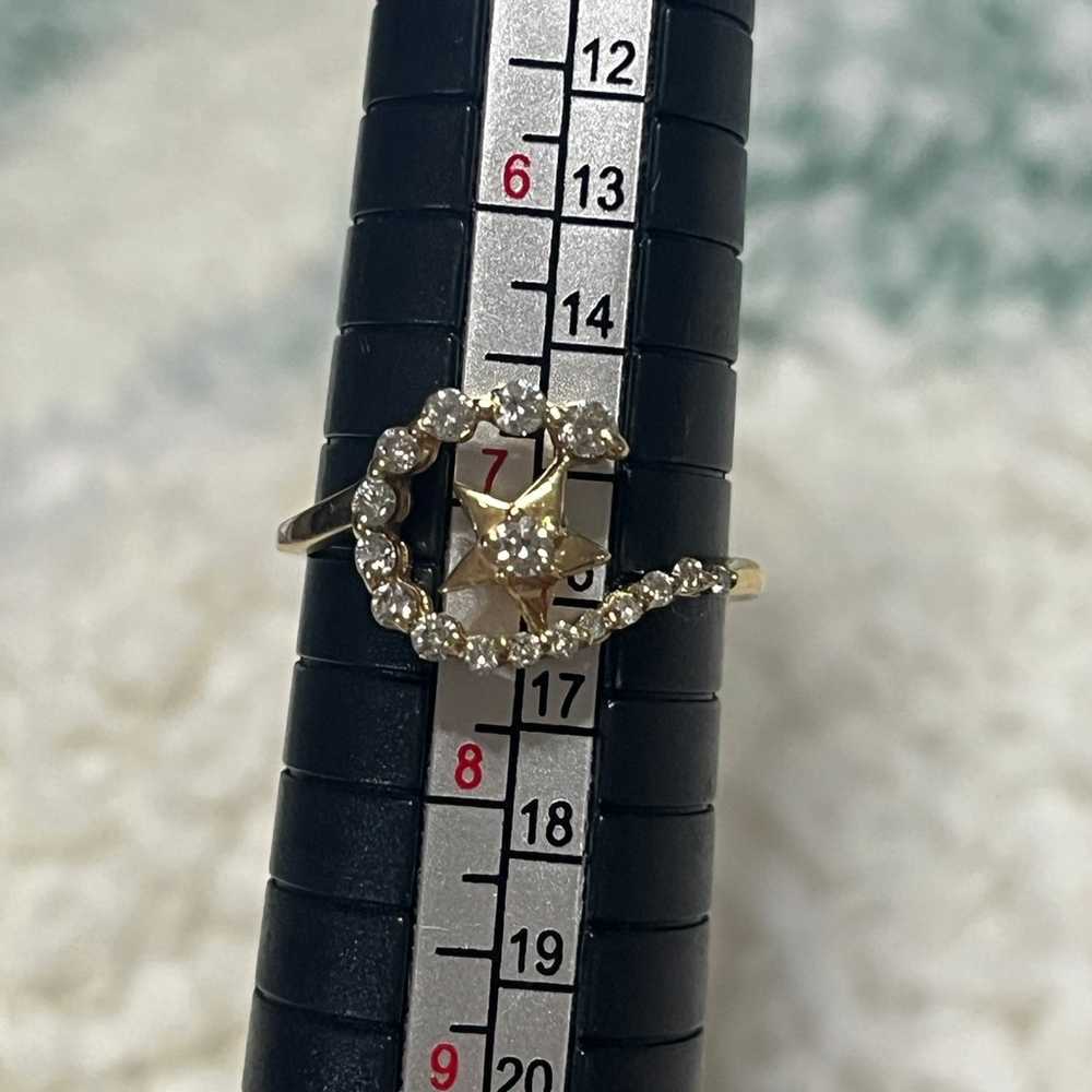 Vintage Diamond Star & Crescent Ring - image 4