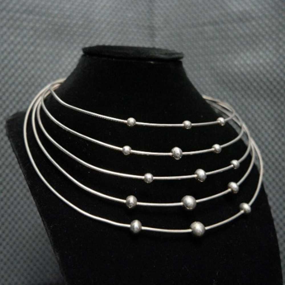 Vintage 50-60's Handmarde Sterling Silver Chokeer… - image 7