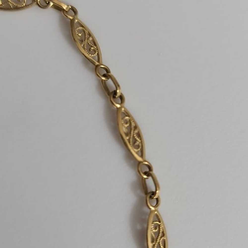 14k gold filigree scroll 9" bracelet yellow gold … - image 12