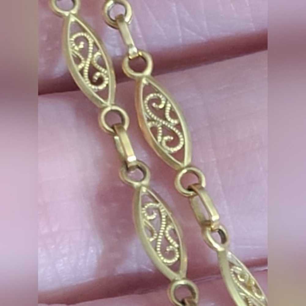 14k gold filigree scroll 9" bracelet yellow gold … - image 5