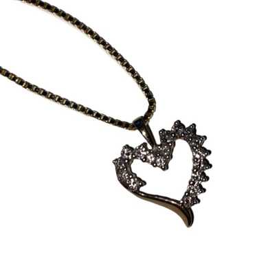 14K Gold .88 Diamond Heart Pendant & Necklace