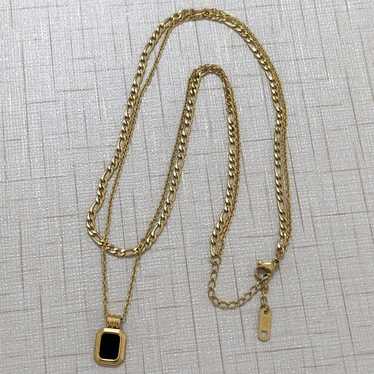 18K Solid Yellow Gold Double Strand Necklace - image 1