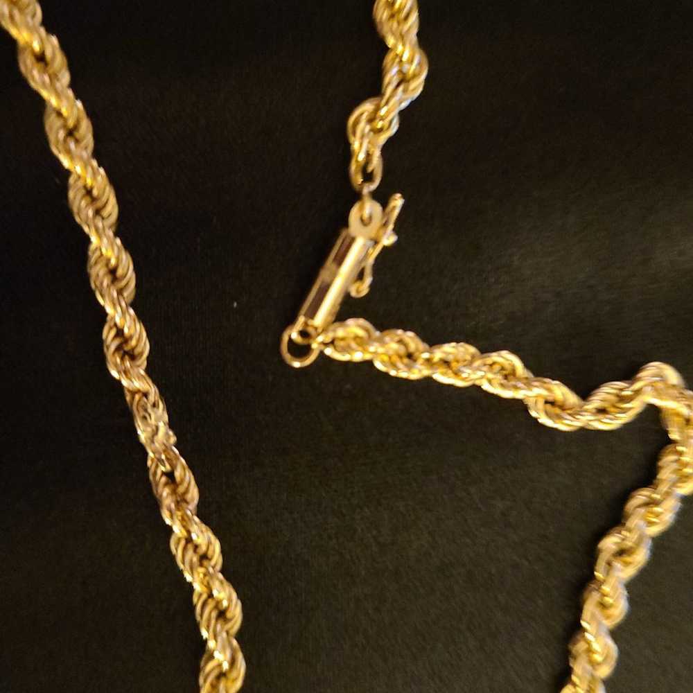 20 Inch Vintage Hollow Gold Rope Chain - image 3