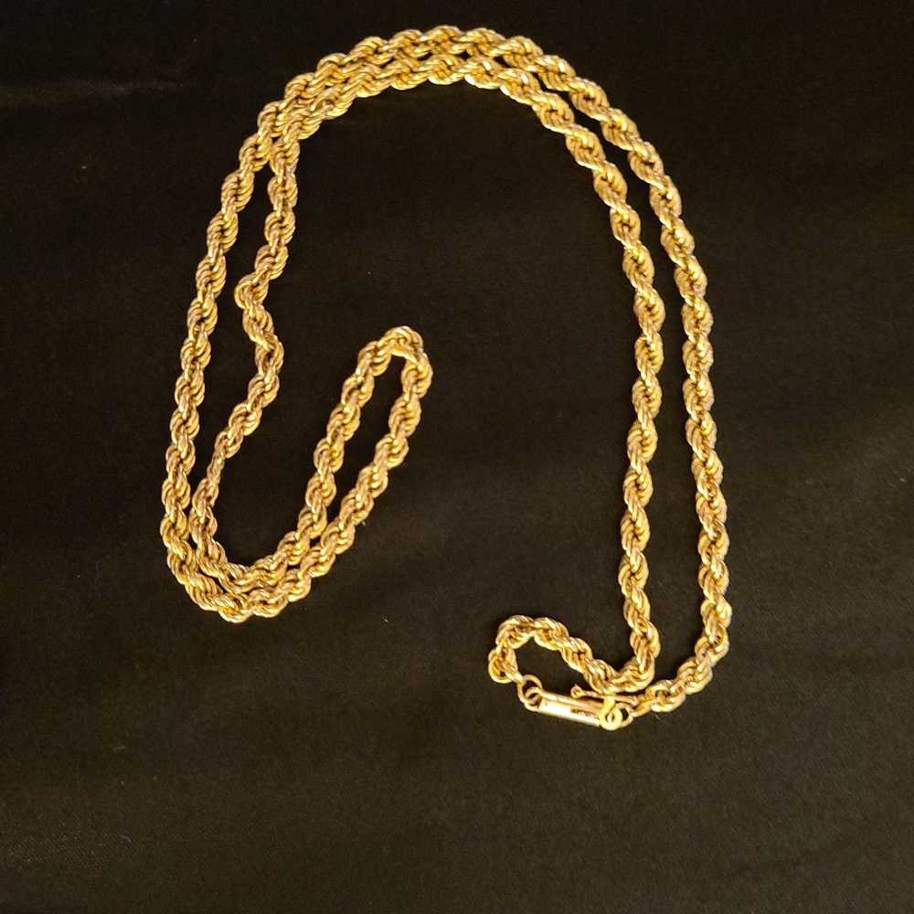 20 Inch Vintage Hollow Gold Rope Chain - image 5