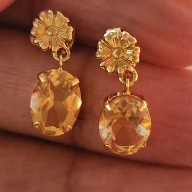 Genuine 18k Gold and Natural citrine earrings