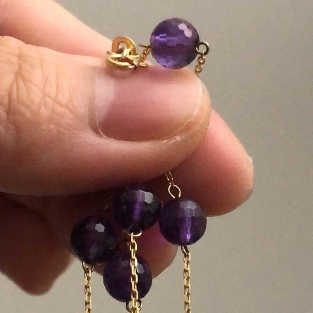 14k solid gold 6mm micro-faceted genuine amethyst… - image 7