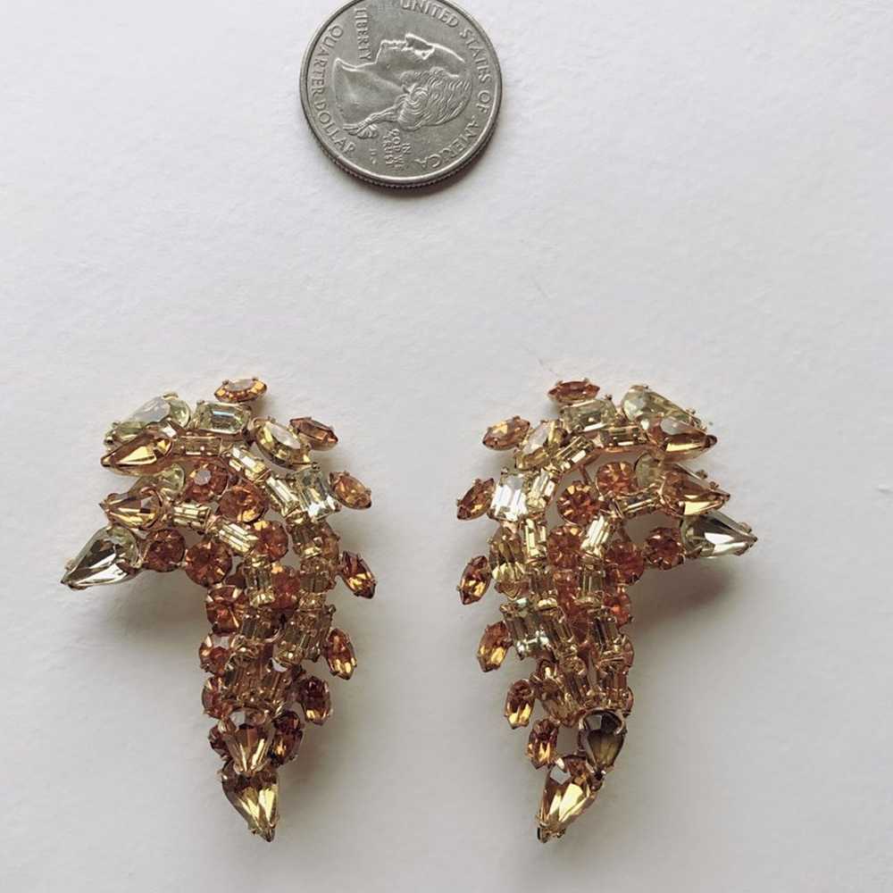 Vintage Signed Schreiner Clip-On Earrings gorgeous - image 2