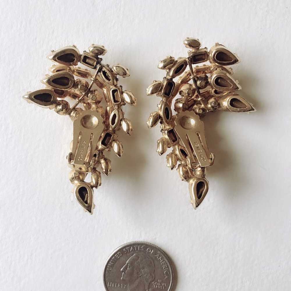 Vintage Signed Schreiner Clip-On Earrings gorgeous - image 3