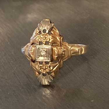 Gorgeous!! Vintage 14k YG Art Deco Diamond Ring