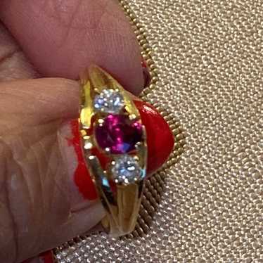 14k Gold Genuine Ruby Diamonds Ring