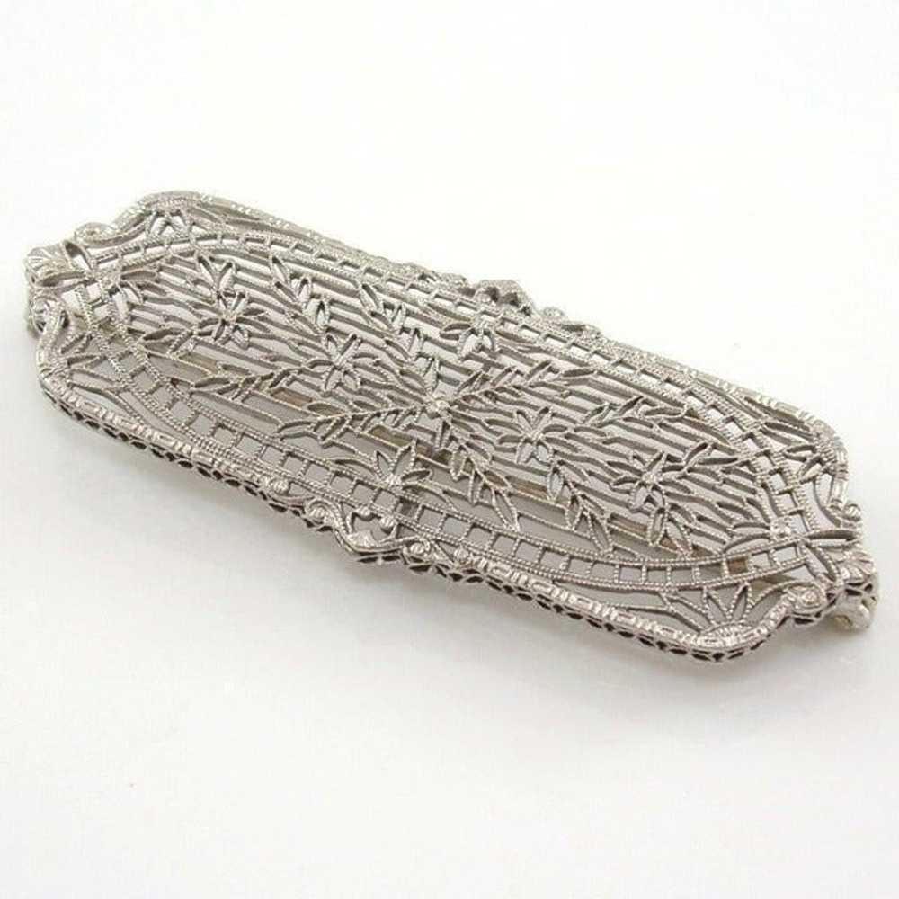 Vintage Antique 14K White Gold Art Deco Filigree … - image 1