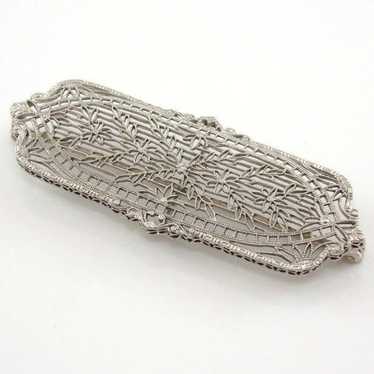 Vintage Antique 14K White Gold Art Deco Filigree … - image 1