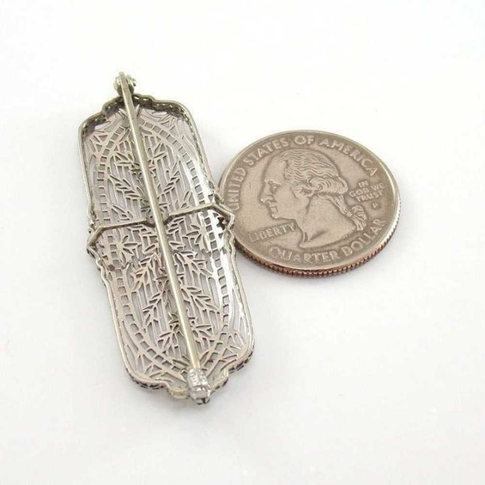 Vintage Antique 14K White Gold Art Deco Filigree … - image 2