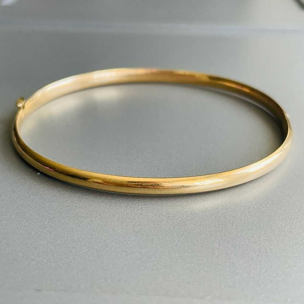 Solid 14k Yellow Gold Classic Bangle Bracelet Vin… - image 1