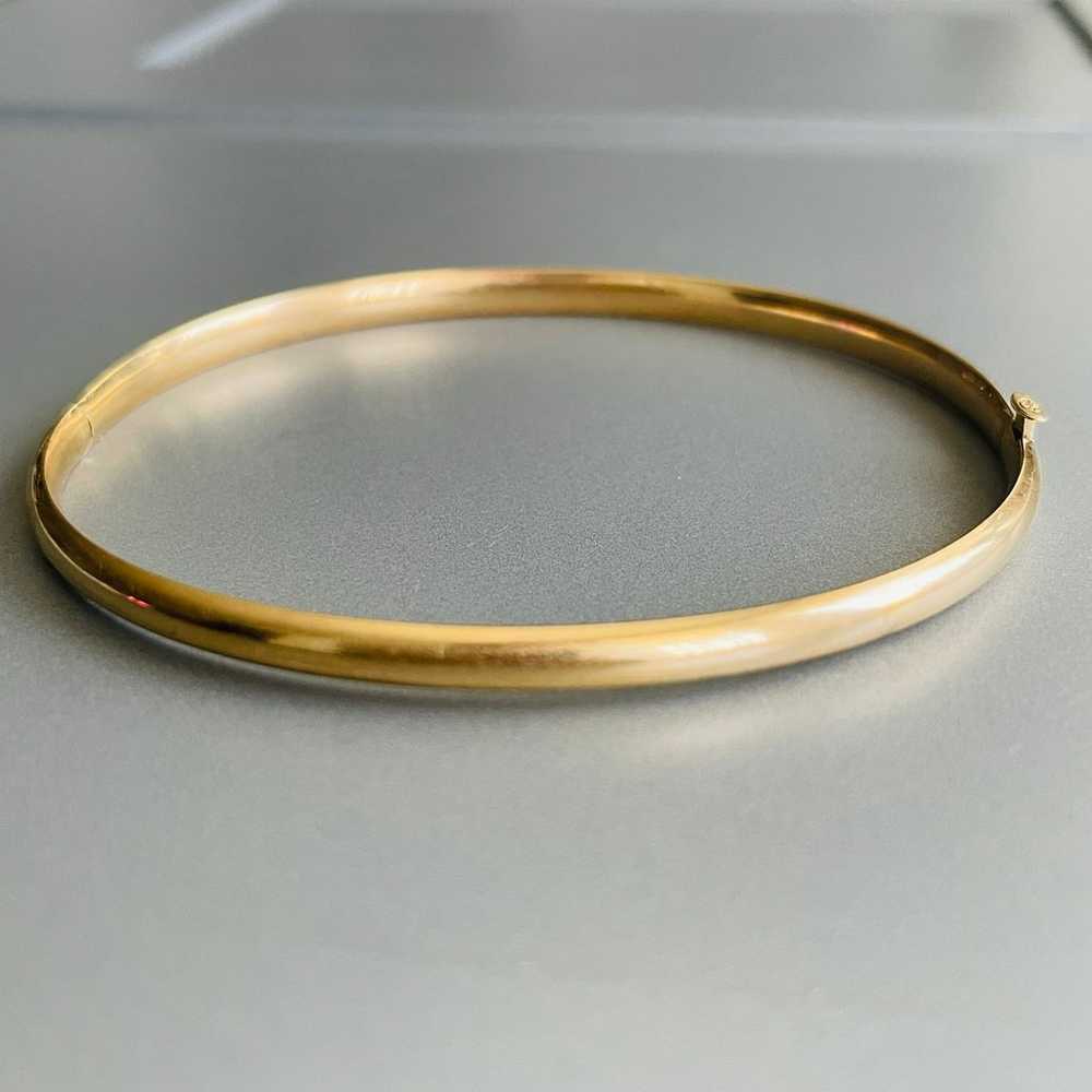 Solid 14k Yellow Gold Classic Bangle Bracelet Vin… - image 6