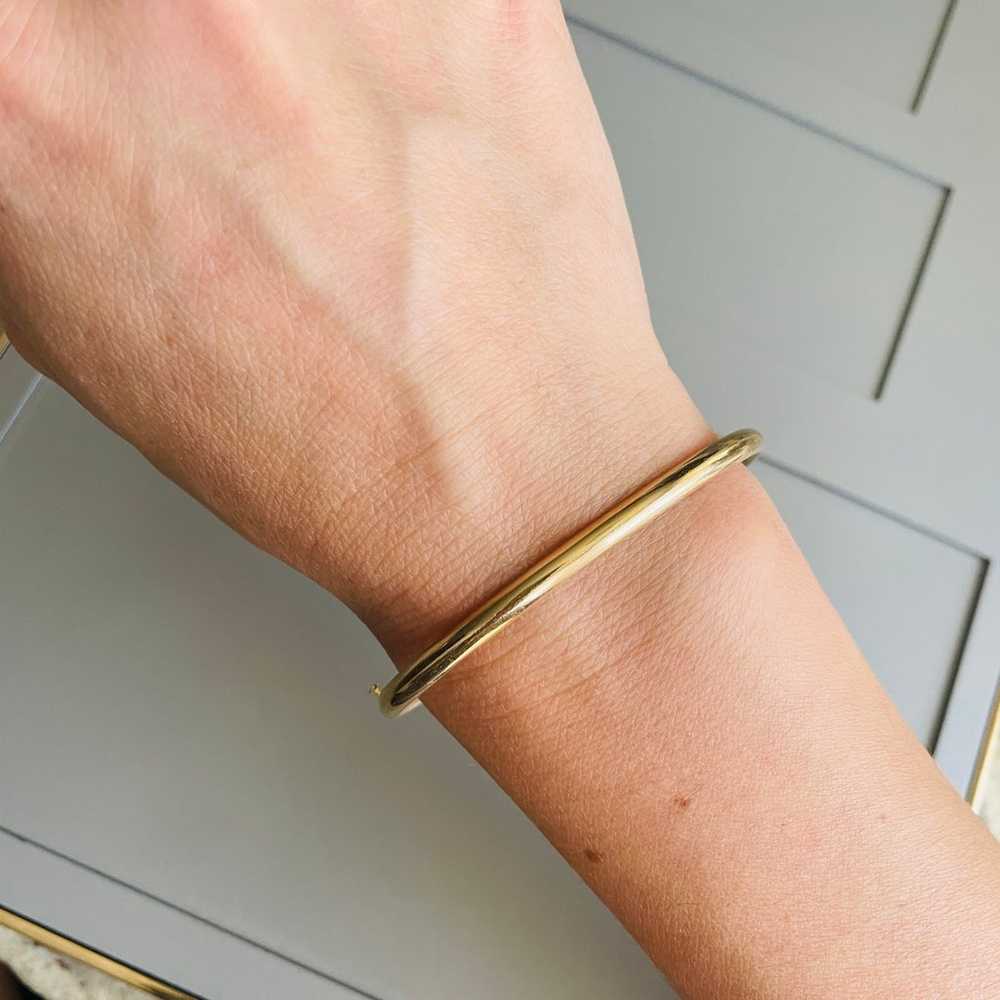 Solid 14k Yellow Gold Classic Bangle Bracelet Vin… - image 7