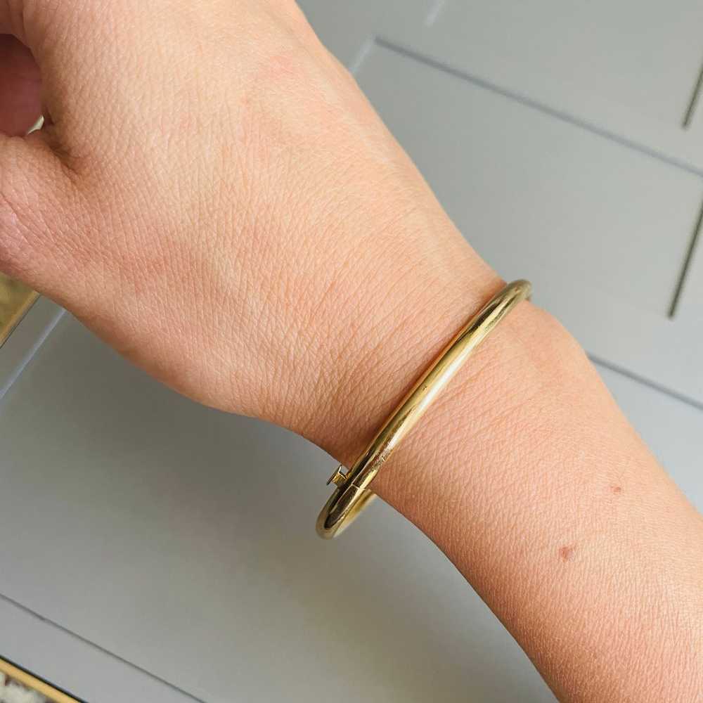 Solid 14k Yellow Gold Classic Bangle Bracelet Vin… - image 8