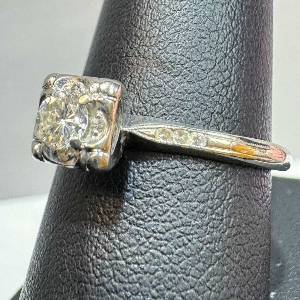 14k solid white gold 0.55CTW Diamond Engagement r… - image 2