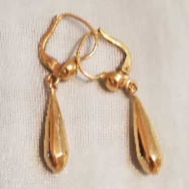 Vintage 18k Gold Italian Teardrop Earrings