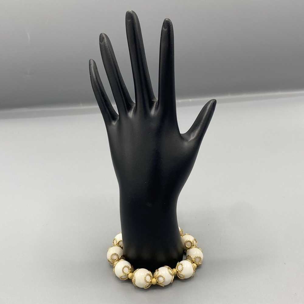 Vintage Bracelet 14kt gold Milor Italy, white aga… - image 5