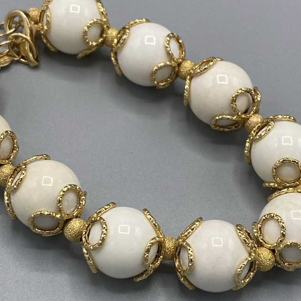 Vintage Bracelet 14kt gold Milor Italy, white aga… - image 6