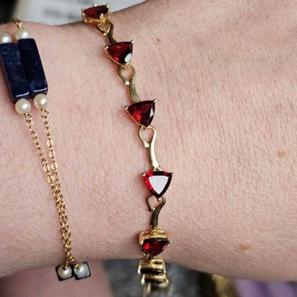 10k trillion cut garnet bracelet. Stamped 10k. Ju… - image 1