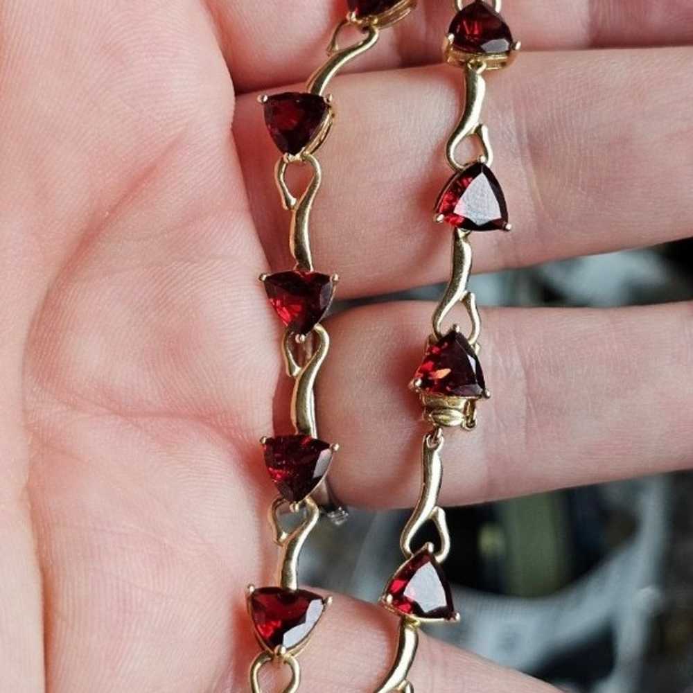 10k trillion cut garnet bracelet. Stamped 10k. Ju… - image 5