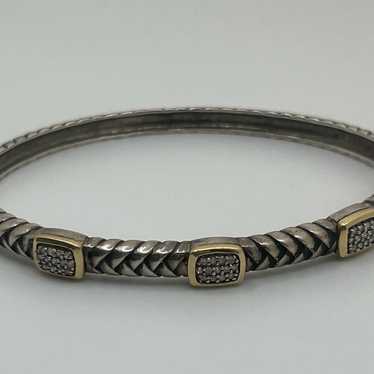 Vintage Diamond 14K Gold and Sterling Silver Brace