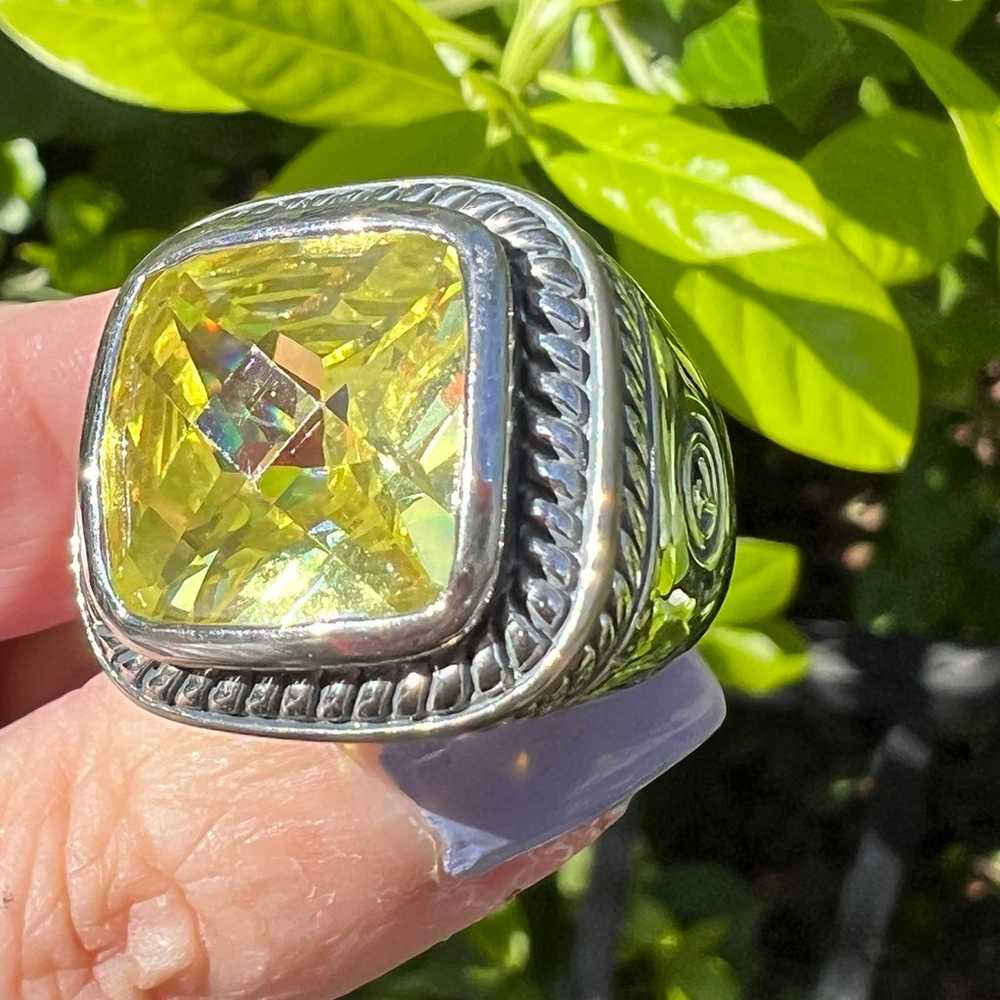 VINTAGE DESIGNER OVERSIZED LEMON GREEN CZ RING 92… - image 12