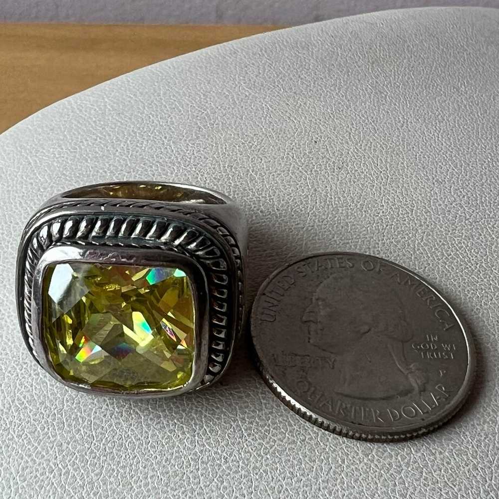 VINTAGE DESIGNER OVERSIZED LEMON GREEN CZ RING 92… - image 9