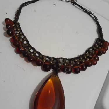 Vtg Tierra Amber stones Necklace