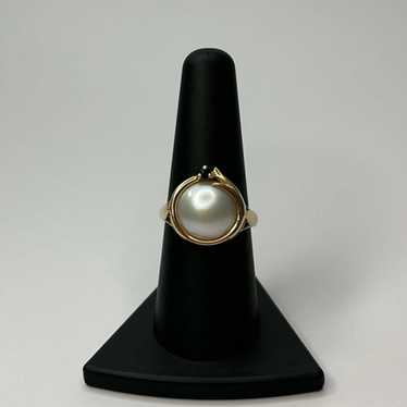 Vintage 14K Yellow Gold Pearl & Sapphire Ring