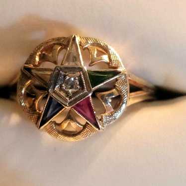 Eastern star 10k gold diamond ring