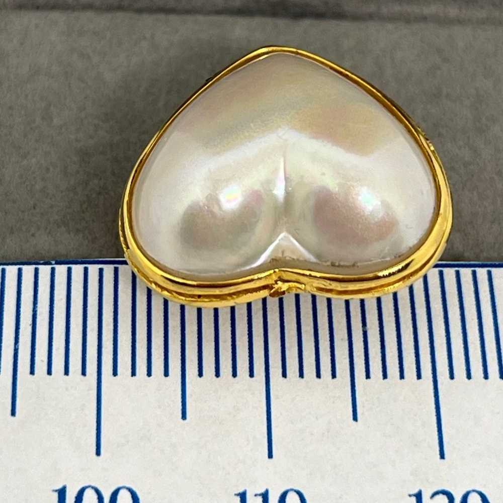 18k Yellow Gold Heart-shaped Mabe Pearl Ring Size… - image 2