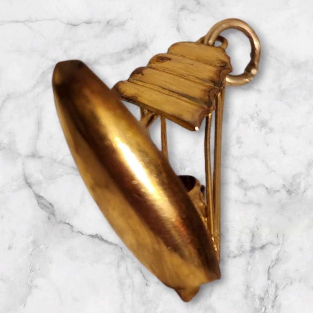 Vintage 14K solid gold sailboat pendant, weighty,… - image 3