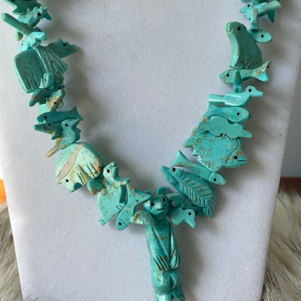 Vintage Zuni Turquoise Bird Fish Bear Horse Turtl… - image 3