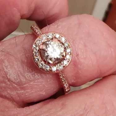 10KT Rose Gold Diamond Halo Ring - image 1