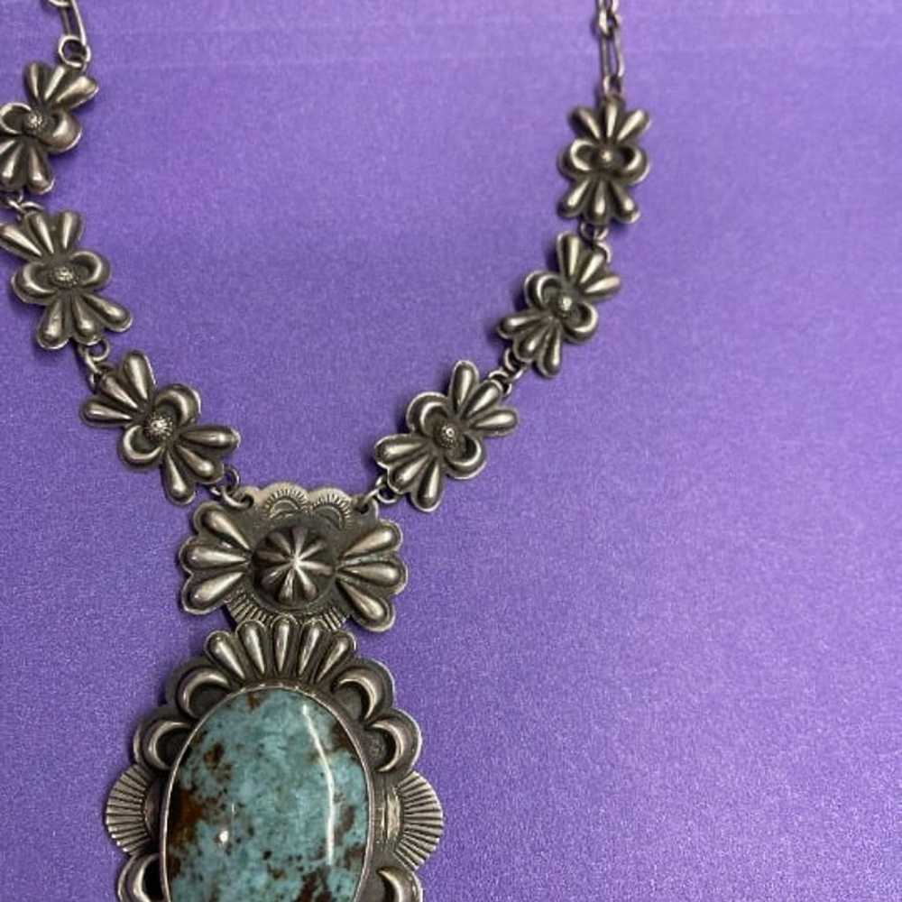 Navajo ? Sterling & Turquoise Necklace – Native A… - image 10