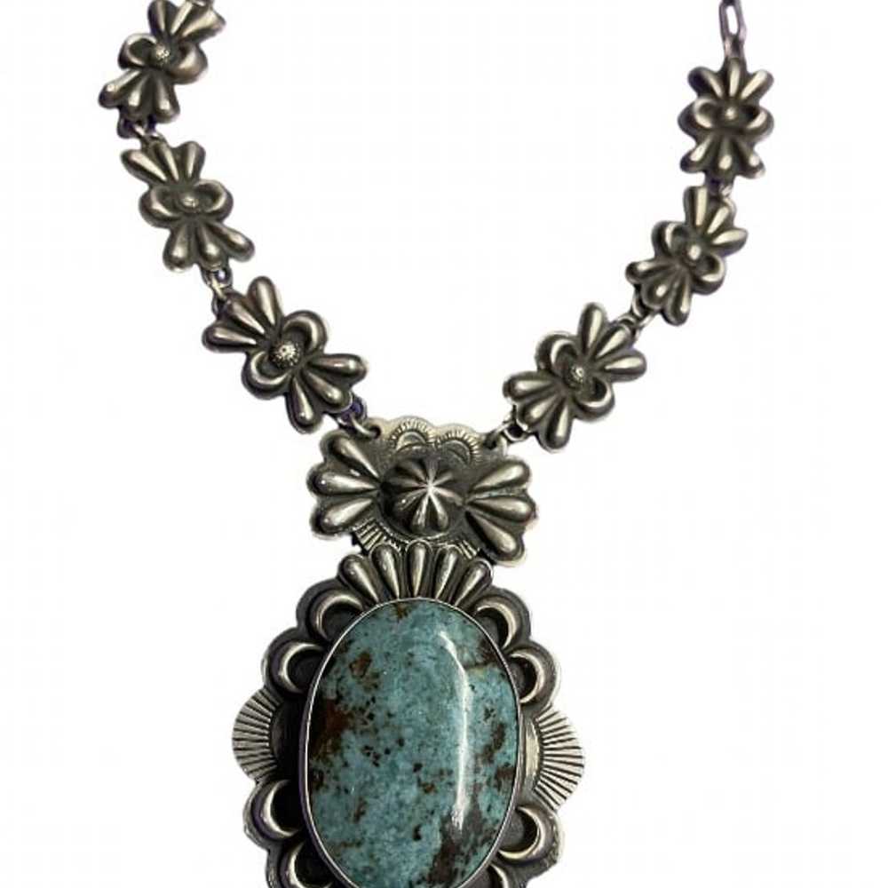 Navajo ? Sterling & Turquoise Necklace – Native A… - image 2