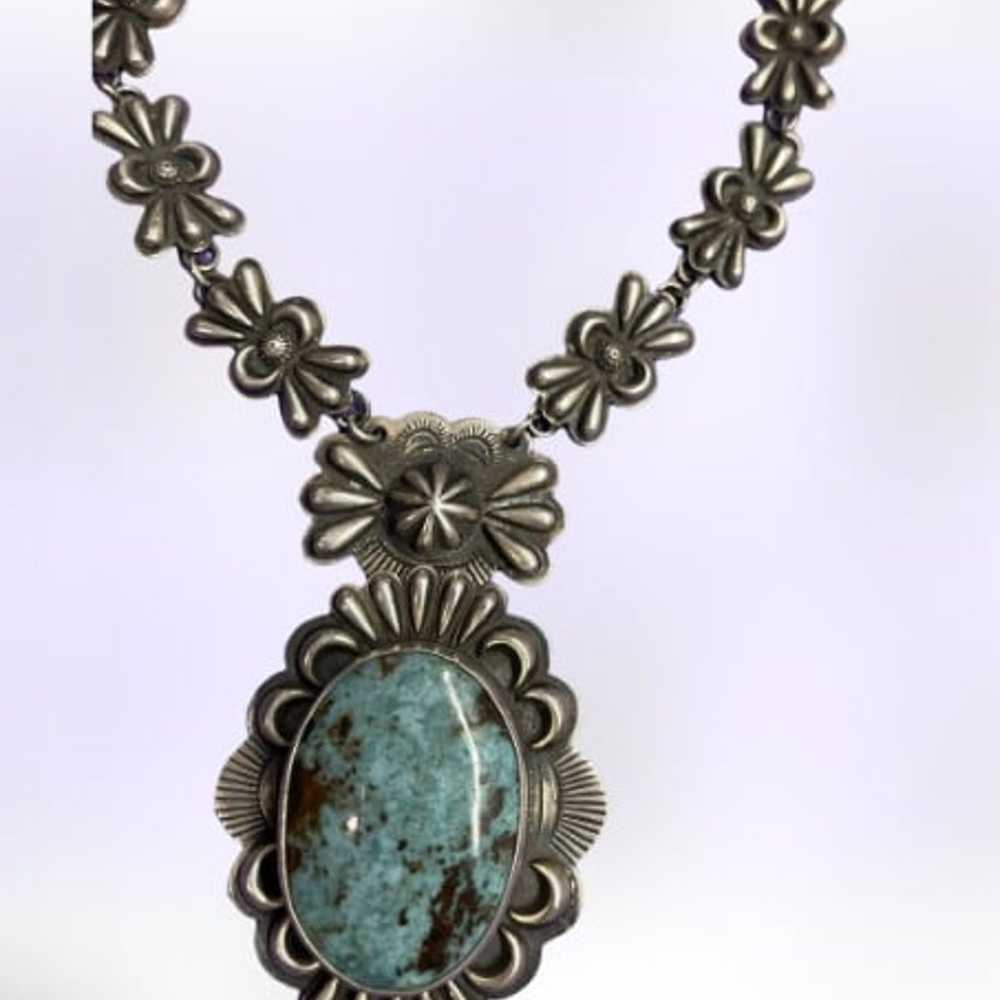 Navajo ? Sterling & Turquoise Necklace – Native A… - image 4