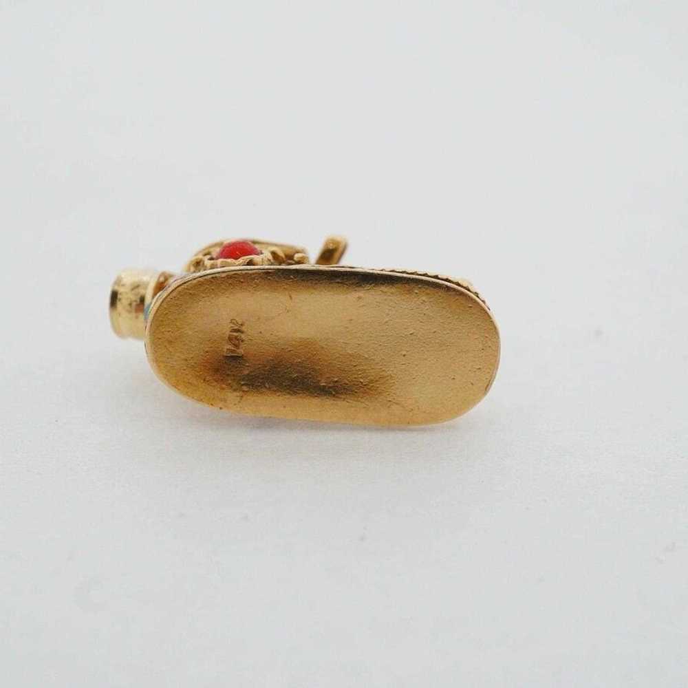 Estate Sale 14k Gold Shoe Charm Multi-Color Round… - image 1