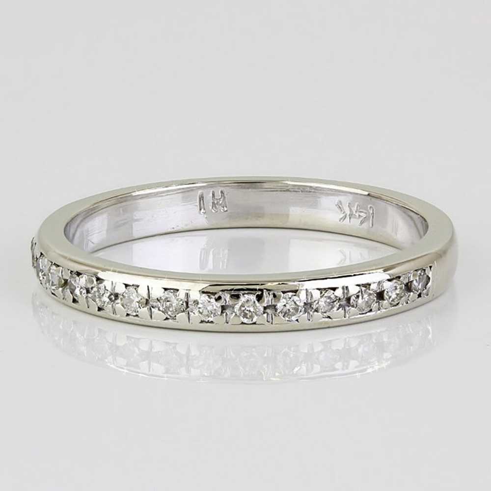 Vintage 14k White Gold Diamond Anniversary Band /… - image 2