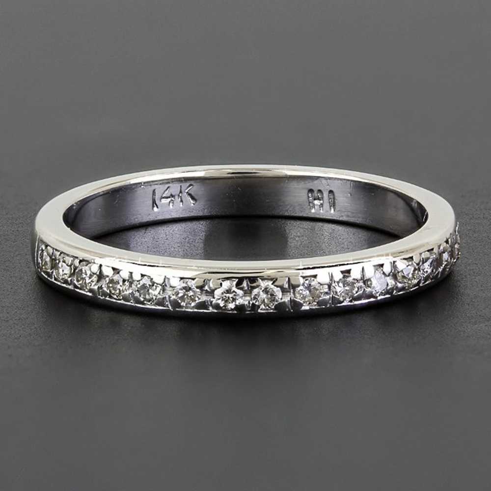 Vintage 14k White Gold Diamond Anniversary Band /… - image 5